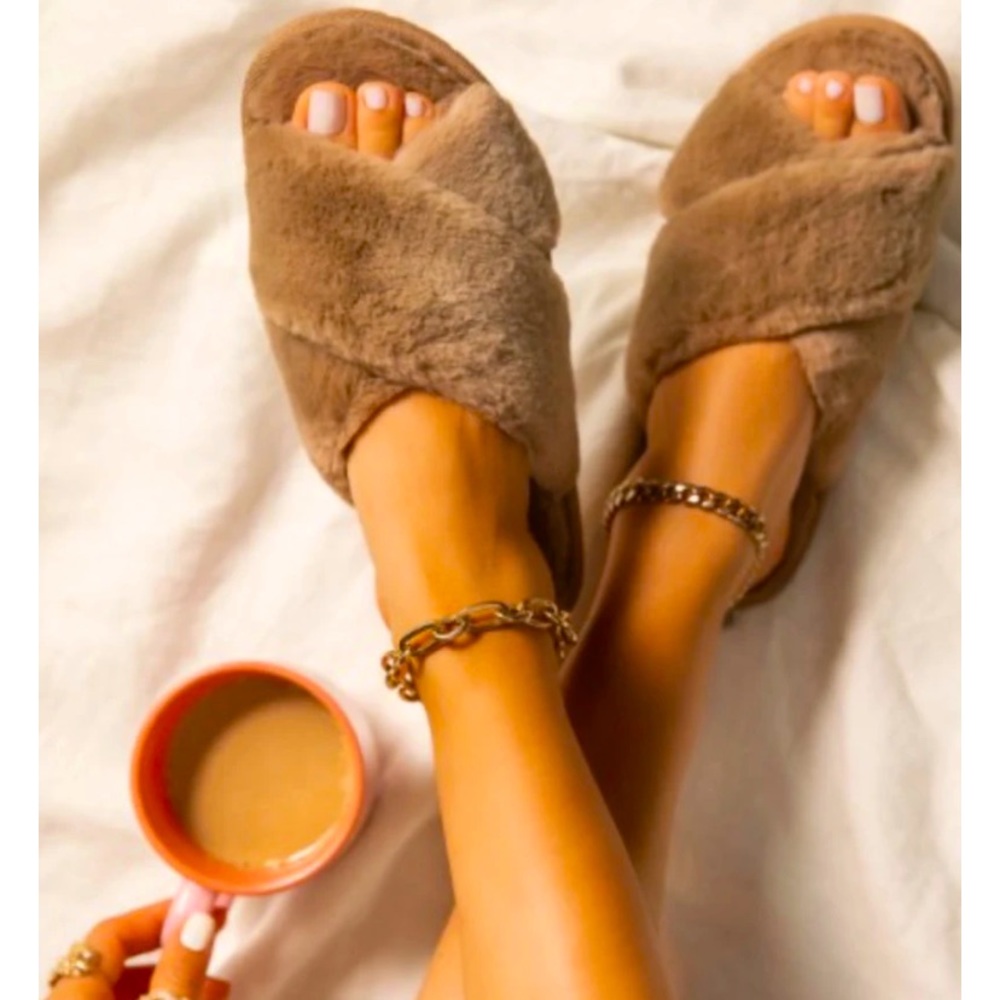 Taupe Crisscross Slippers